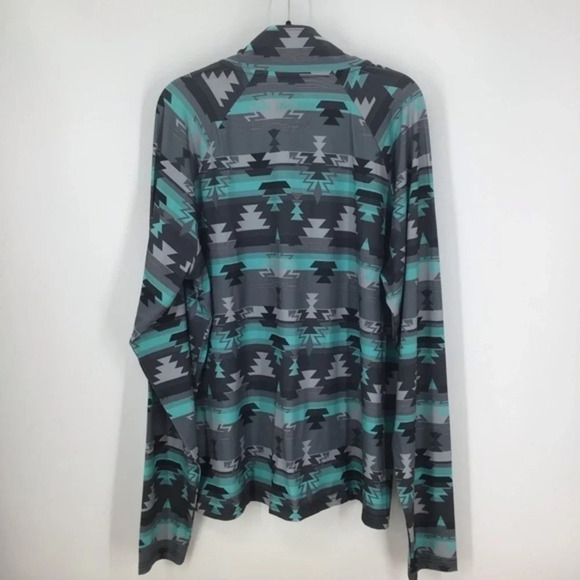 Rock & Roll Denim Men’s Turquoise Aztec Print Performance Quarter Zip - Picture 3 of 7
